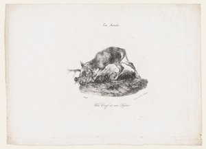 鹿とオオヤマネコ、1834 年。 作： Antoine Louis Barye