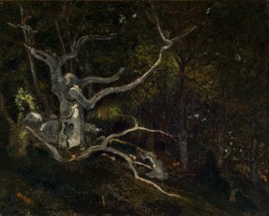 フォンテーヌブローの森、"リーヌ・ブランシュ" 1860年 （油彩・カンヴァス） 作： Antoine Louis Barye