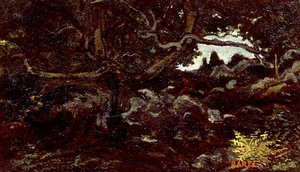 フォンテーヌブローの森で（油彩・キャンバス） 作： Antoine Louis Barye
