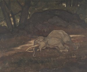 眠る象、1810-75。 作： Antoine Louis Barye