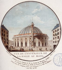 1763年から1766年にかけてメジエールのル・カミュによって建設されたパリの小麦市場の外観（現在はパリの証券取引所セルジュによるパリの主要建築物のプリトレスクな眺めでは 作： Antoine Louis Francois Sergent Marceau