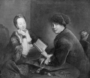 銅版画家ゲオルク・フリードリヒ・シュミットとその妻ドロテア・ルイゼ（旧姓ヴィデバント）の肖像 作： Antoine Pesne