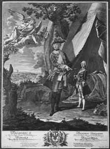 フレデリック2世（1712-86）と甥のフレデリックウィリアム2世（1744-97）、ヨハンプロブスト（1673-1750）によって彫刻 作： Antoine Pesne