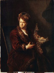 宝石商 Johann Melchior Dinglinger (1664-1731) の肖像。 Antoine Pesne (1683-1757) による絵画、1721 年頃。ドイツ美術、バロック様式。 エルミタージュ美術館サンクトペテルブルク。 作： Antoine Pesne