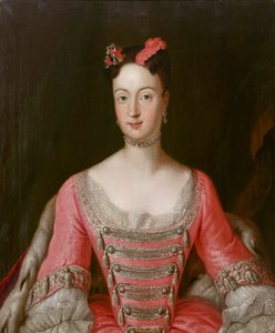 プロイセンのヴィルヘルミーネ王女（1709-1758）、ブランデンブルク・バイロイトのマルグラヴィーネ、アントワーヌ・ペーヌ（1683-1757）。キャンバスに油彩 寸法 : 79,5x65,5 cm プライベート・コレクション 作： Antoine Pesne