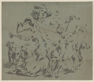犬を連れたハンターとしてのアモール 作： Antoine Sallaert