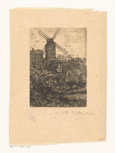 モンマルトルのムーラン ド ラ ガレットの眺め 作： Antoine Vollon (signed by artist)