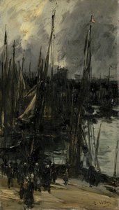 ダンケルク (またはディエップ?) のハーバー ビュー 作： Antoine Vollon