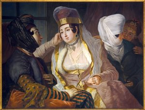 町髪のレバントの女性たちアントワーヌ・ド・ファヴレイ（1706-1791）の絵画、油彩・キャンバス 作： Antoine de Favray