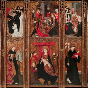 Retable de la vierge, saint Augustin et saint Nicolas de Tolentino - 聖母の祭壇画、聖アウグスティヌスとトレンティーノの聖ニコラス - アントワーヌ・ド・ロニー (1446-1490) テンペラと木に油彩 1462 Museu Nacional d