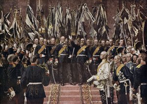 プロイセン王ウィルヘルム1世が統一ドイツの皇帝として宣言（フランス・ヴェルサイユ宮殿 作： Anton Alexander von (after) Werner
