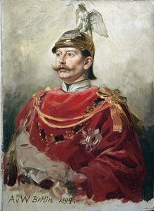 ギヨーム2世 ドイツ皇帝ウィルヘルム2世（1859-1941）、プロイセン王の肖像 par Werner, Anton von (1843-1915)。厚紙に油彩、サイズ：32x22,5 作： Anton Alexander von Werner