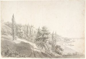エルベ川沿いの街のある風景 作： Anton Carl Dusch