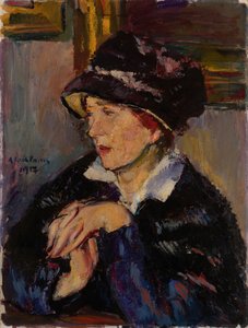 ダークハットを持つ女性、1917年