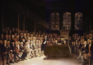 1793年のフランス戦争宣言で下院で演説したウィリアムピット 作： Anton Hickel
