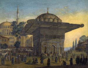 "View of Tophane Fountain (Top Hane), Istanbul, Turkey" 絵画：Antoine Ignace Melling (1763-1831) 1819年 個人蔵 作： Anton Ignaz Melling