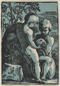 子羊をかわいがる 2 人の子供 作： Anton Maria Zanetti I