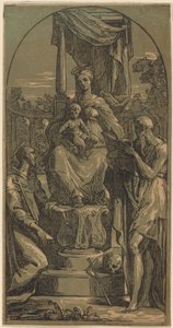 マドンナと即位した子供、聖ヒエロニムスと聖フランシスコ 作： Anton Maria Zanetti I, after Parmigianino