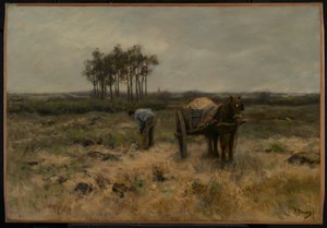砂を掘る、または砂のカート、c.1875 作： Anton Mauve