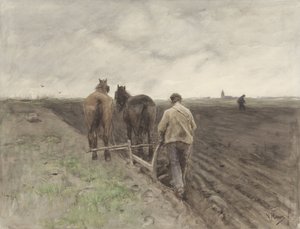 鋤の後ろの農夫 作： Anton Mauve