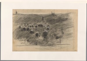 羊の群れを持つ羊飼い 作： Anton Mauve