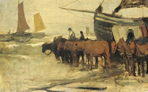 漁師の指を海に入れる 作： Anton Mauve