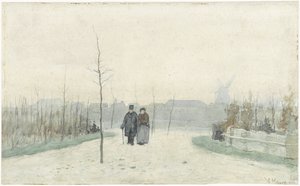 新しく手入れされた公園の老夫婦 作： Anton Mauve