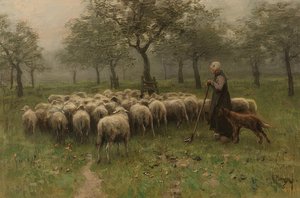 羊の群れと羊飼い。 1870-88年頃