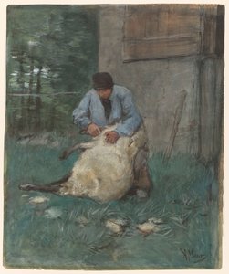 羊の毛刈り 作： Anton Mauve