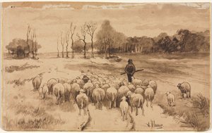 群れと共に羊飼い 作： Anton Mauve