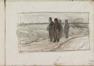 道を行く 4 人の男 作： Anton Mauve