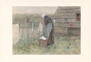 洗濯物を干す女性 作： Anton Mauve