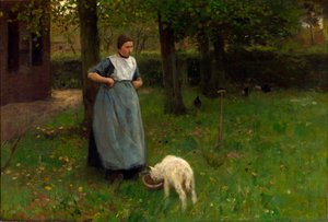 子羊を持つラーレンの女性 作： Anton Mauve