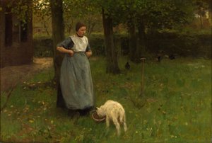 子羊を連れたラレンの女性 作： アントン・モーブ