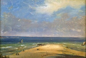 マルセイユの浜辺」（油彩・紙）