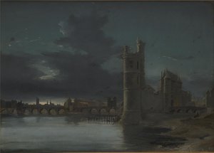 パリのサンジャックとノートルダムを巡る。 夜 作： Anton Melbye