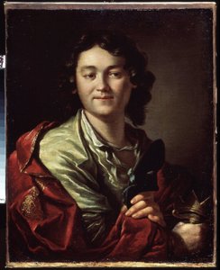 コメディアンのフョードル (フョードル) ヴォルコフ (1729 ～ 1763 年頃) の肖像、最初のロシア劇場の創設者 (F. ヴォルコフの肖像、最初のロシア劇場の創設者)。 アントン・パブロヴィッチ・ロセンコ（1737-1773）の絵画、キャンバスに油彩 作： Anton Pavlovich Losenko