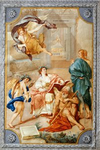 アントン・ラファエル・メングス作「クレメンティーノ美術館のアレゴリー」、ミクストメディア 作： Anton Raphael Mengs
