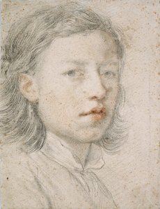自画像 - Anton Raphael Mengs (1728-1779) の作品、紙に血とチョーク (26.1 x 20.2 cm) 作： Anton Raphael Mengs
