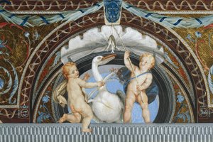 ペリカンを連れたプッティ》アントン・ラファエル・メングス作、細部、ミクストメディア 作： Anton Raphael Mengs