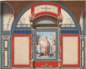 エロトのあるヴィーナス、ローマのヴィラネグローニの敷地内にあるローマ時代の家の壁画。 1778