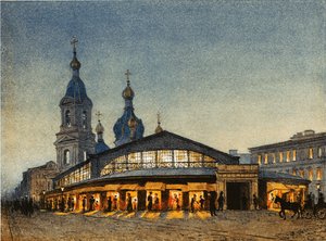 干し草 サンクトペテルブルクのセンナヤ広場と救世主教会 作： Anton Sergeevich Lytkin