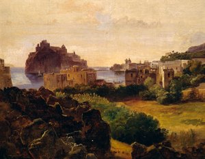 城のあるイスキア島の眺め 作： Anton Sminck Pitloo