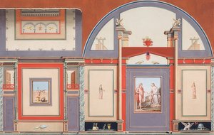 ローマのヴィラネグローニ、火星（？）、金星、キューピドの敷地内にあるローマの家の壁画。 1793