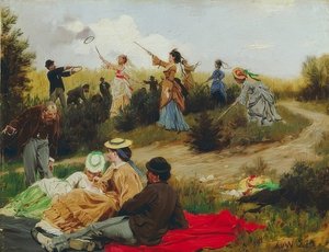 日曜日の旅行の縞模様。 1874