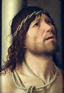 柱のキリスト、1475年頃（パネルに油彩）（詳細）