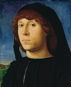ドイツ語：Bildnis eines youngen Mannes 若い男の肖像 作： アントネロ・ダ・メッシーナ