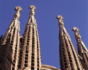 1882年に着工したサグラダ・ファミリア教会の尖塔（写真