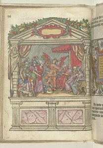 1578年、マルクト広場の寓話的な表現のあるステージ 作： Antoni van Leest