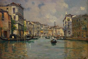 Riva degli Schiavoni、ヴェネツィア（木に油彩）